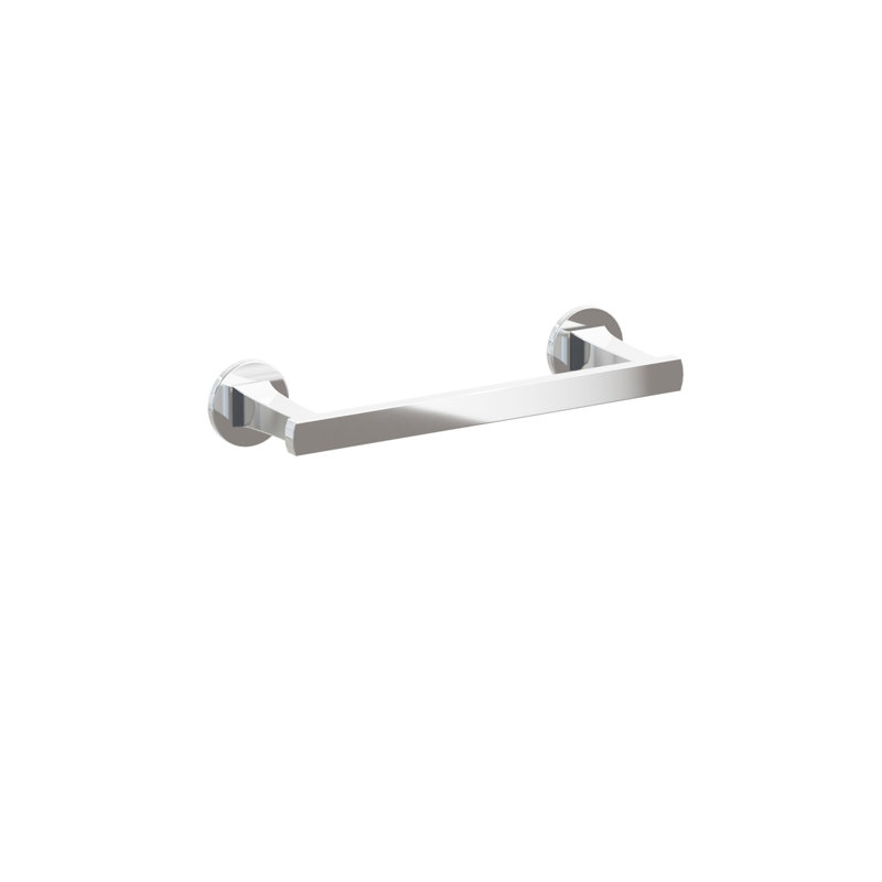 Emtek Transitional Flared Towel Bar w/ Small Disc Rosette, Polished Chrome, 1.625" H x 10.375" L x 3.125" D