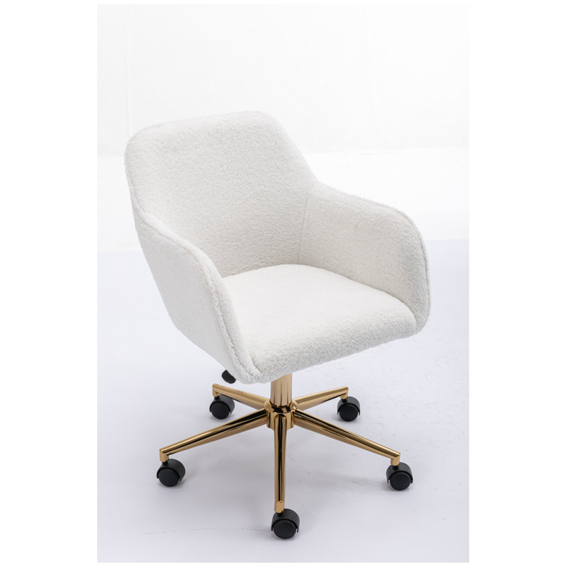 Modern Teddy Fabric Adjustable Height Swivel Stool - White