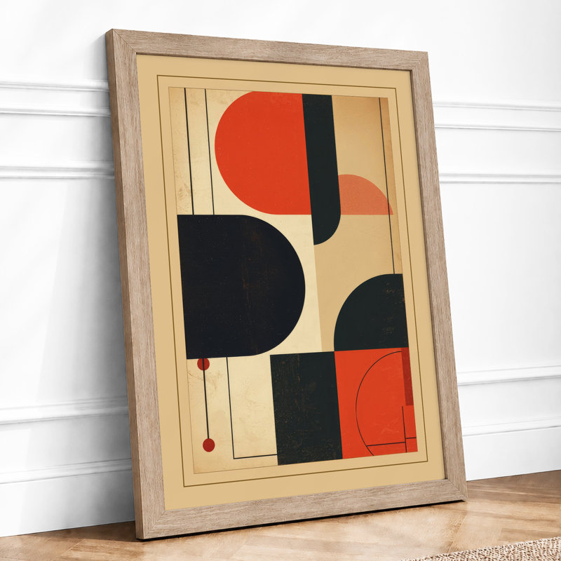 Red Forms Geometric - Print, Oak, A4 - 29.7 x 21.0 cm