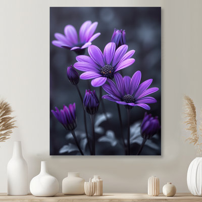 Mono mauve noir nuances marguerites - marguerites murales art de salon