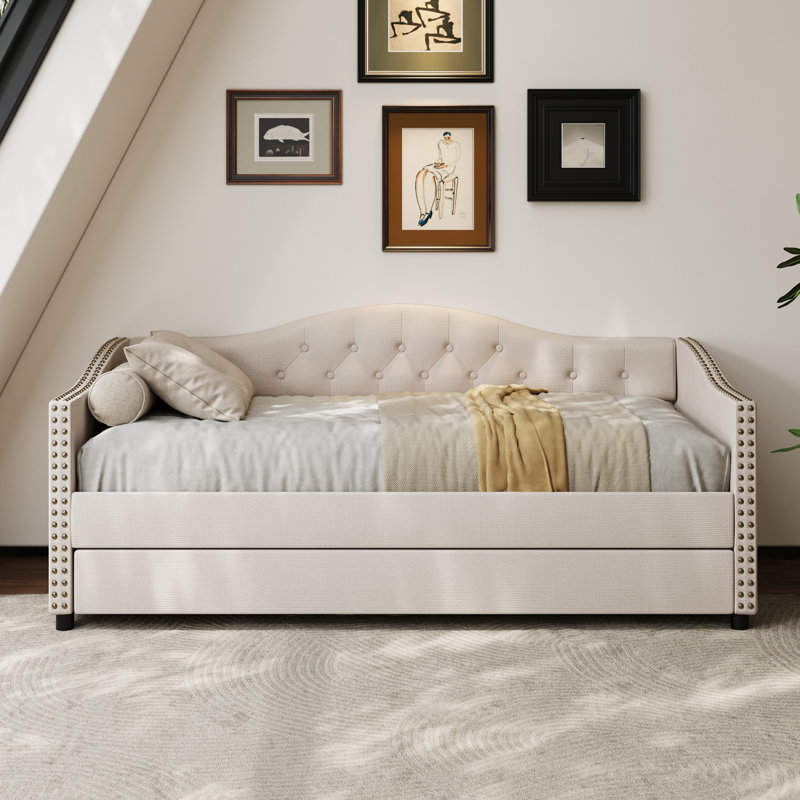 Kaevion Upholstered Daybed, Beige, Twin
