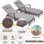 Chaises longues d'extérieur, chaises longues de piscine en osier 2 pièces, chaise longue pliante de patio, 5 positions réglables-430984520