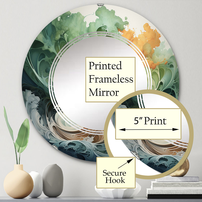 Neeja - Miroir mural floral rond, 24 po x 24 po