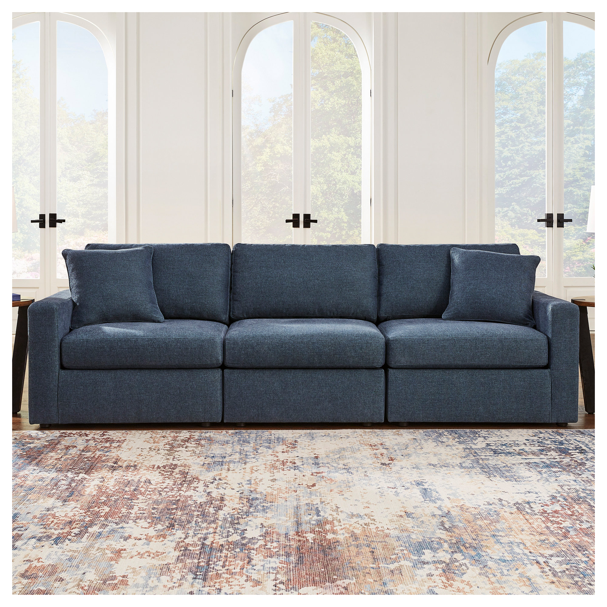 Bulwell Sofa, Blue, 36" H x 108" W x 37"D, 3
