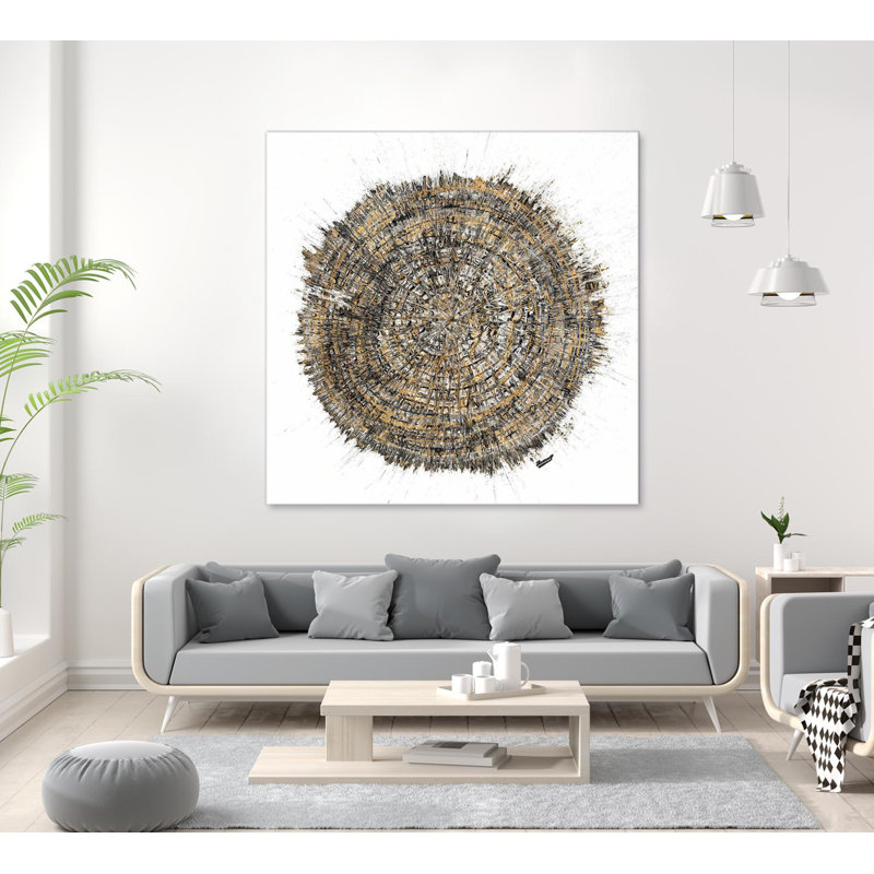«Mysterious Tree Rings», reproduction d'art sur toile géante 54 po x 54 po, blanc