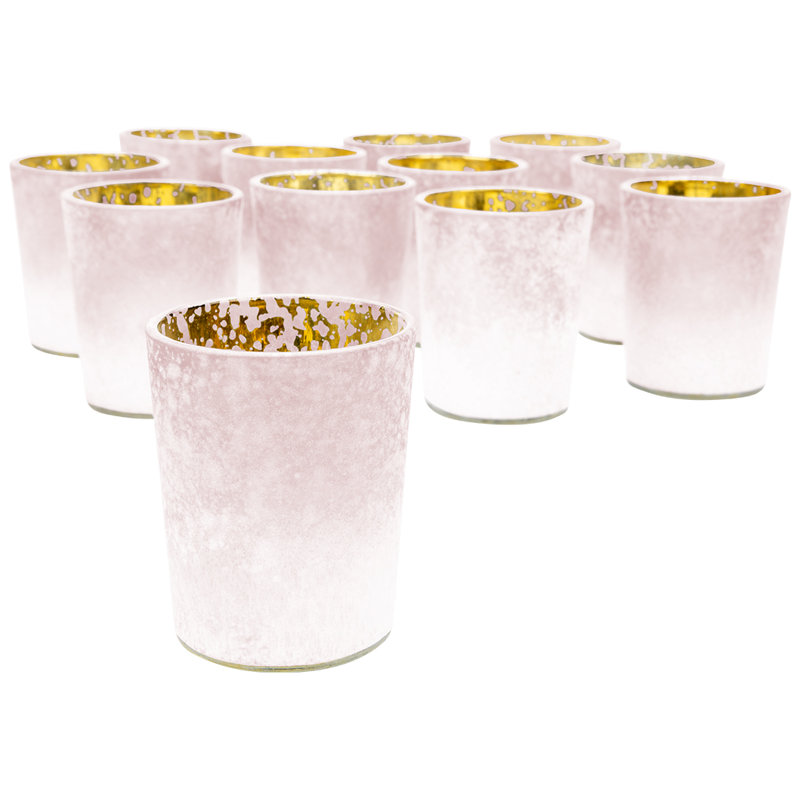 Frosted Glass Tabletop Votive Holder, 2.60" H x 2" W x 2" D, Pink