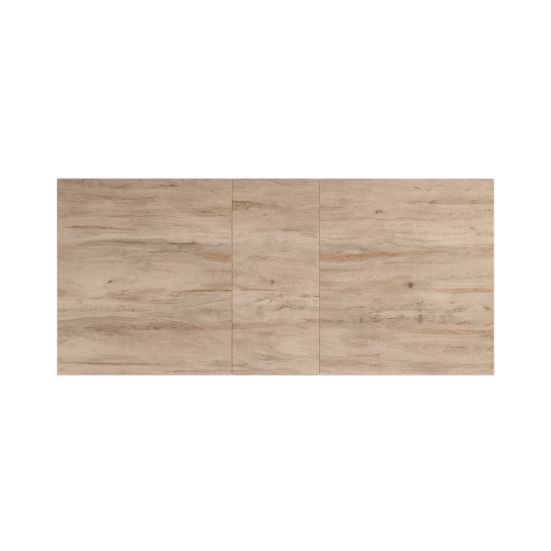 Extendable Metal Base Dining Table, 75cm H x 160cm L x 90cm W, Wood Look