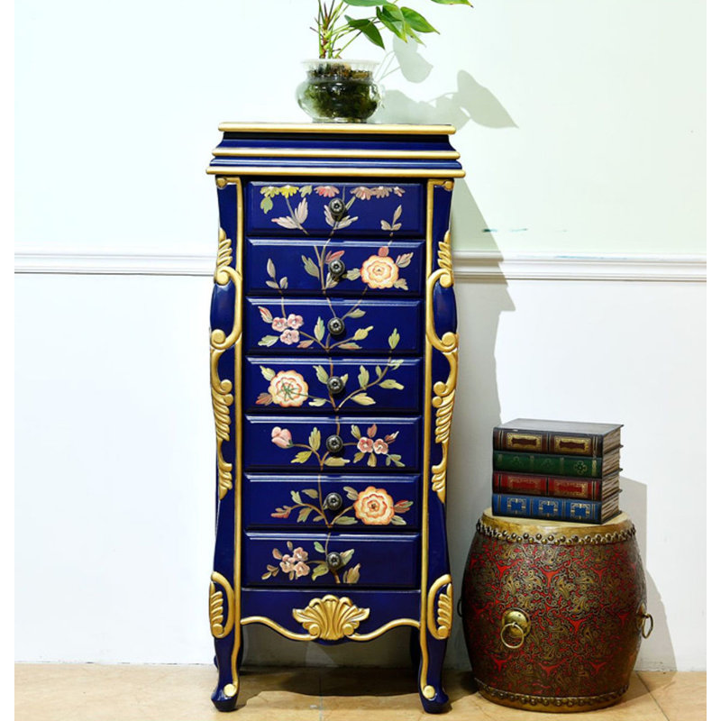 Armoire à bijoux en bouleau peinte à la main American Country Style