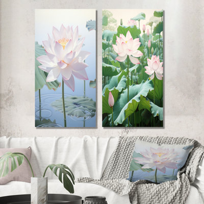 Lotus Minimalisme rêve - lot de 2 impressions sur toile de lotus
