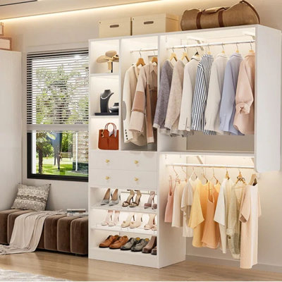 Navada Closet System with Wooden Drawers and Two Hanging Rods