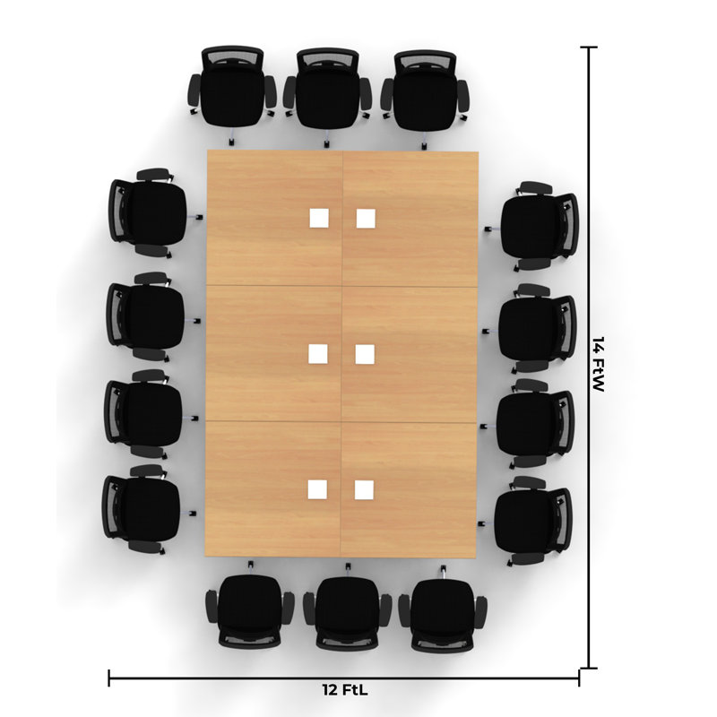 Rectangle 14 Person Flip Top 72'' L Modular Training Table and Chair Set with Casters and Modesty Panel and Cable Management