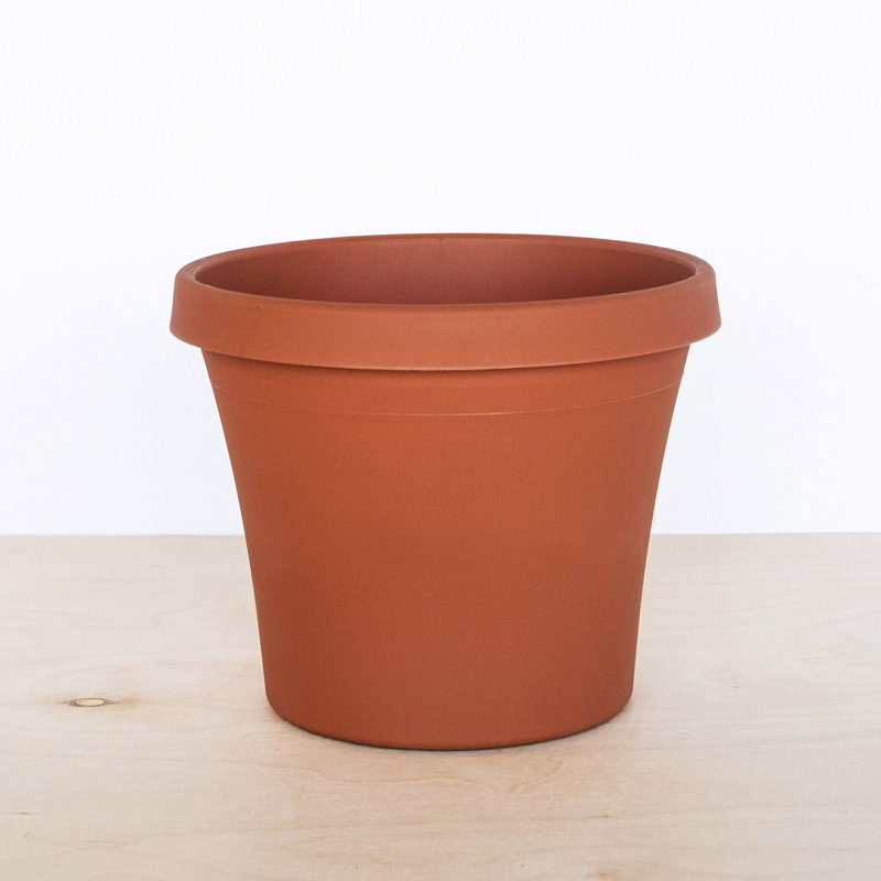 Terra Traditional Plastic Indoor/Outdoor Pot Planter, Terra Cotta, 7.25" H x 8.75" W x 8.75" D