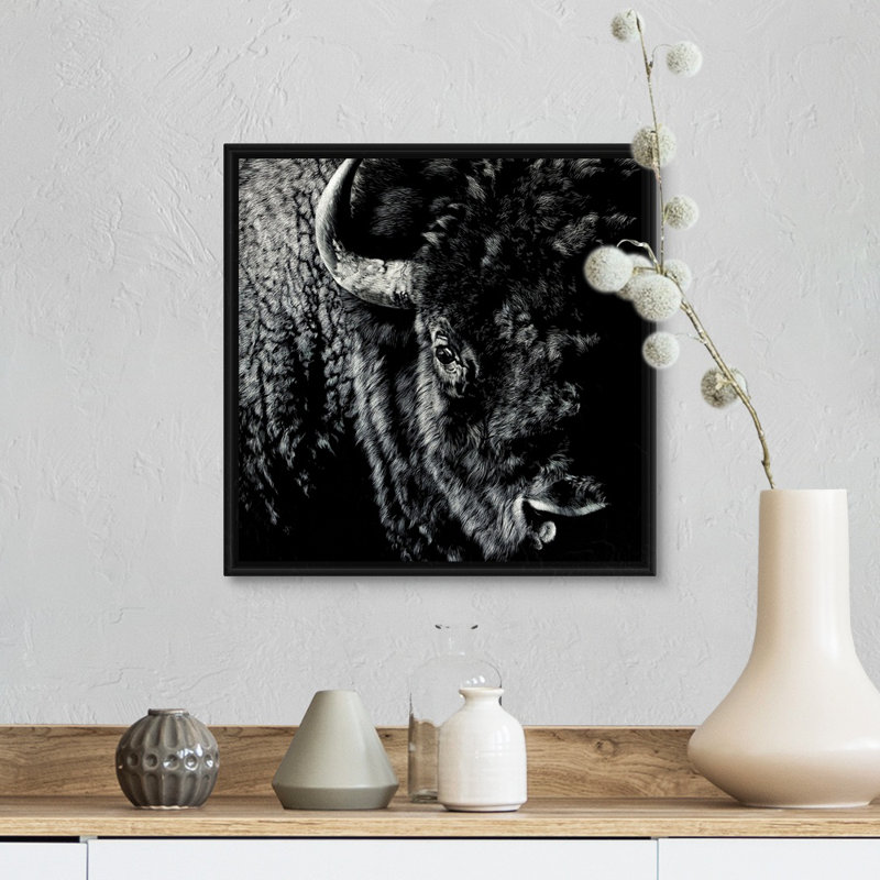Reproduction d’art « endurant III scratchboard » par Julie Chapman, H 18 po x l 18 po x 1,75 po, Cadre noir