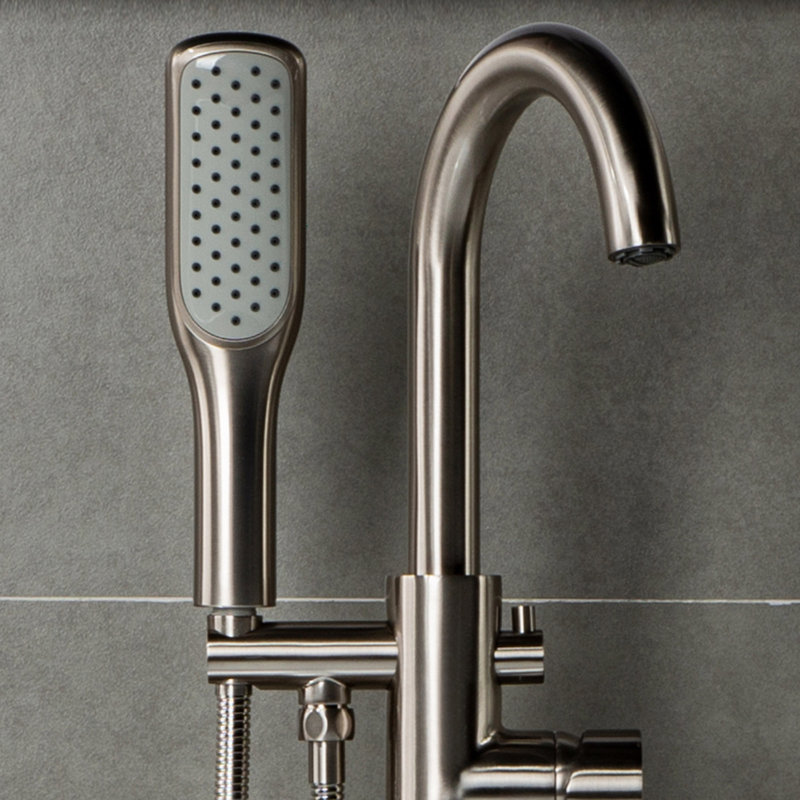 Single Handle Floor Mounted Freestanding Tub Faucet, Brushed Nickel