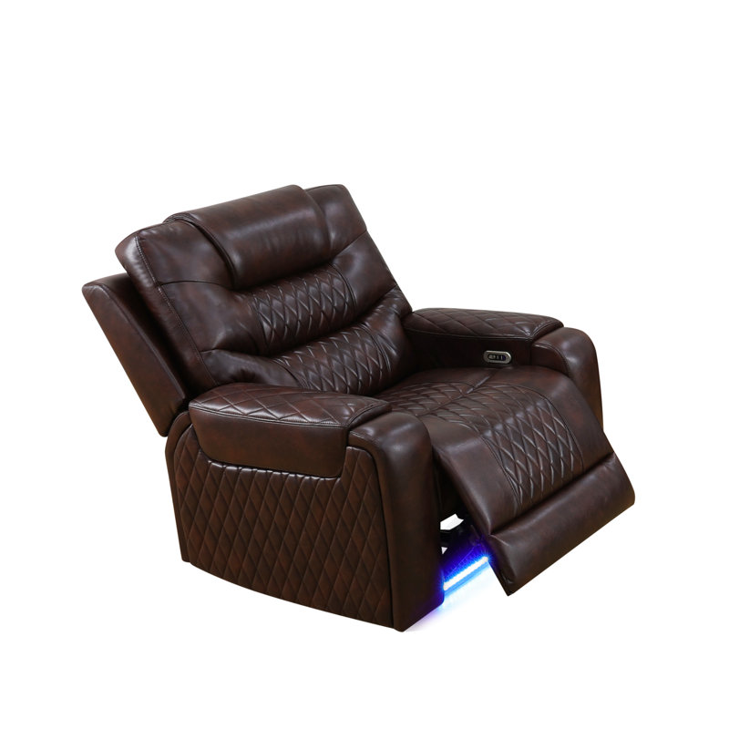 Fauteuil inclinable électrique en cuir 39,5 po avec lumière DEL et port USB - Fauteuil électrique réglable