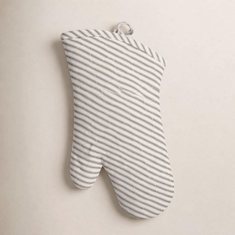 Birch Lane™ Striped Cotton Oven Mitt, Pewter