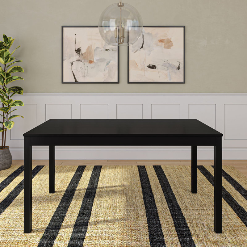 60" Solid Wood Rectangular Dining Table, Black, 30" H x 60" W x 32" D