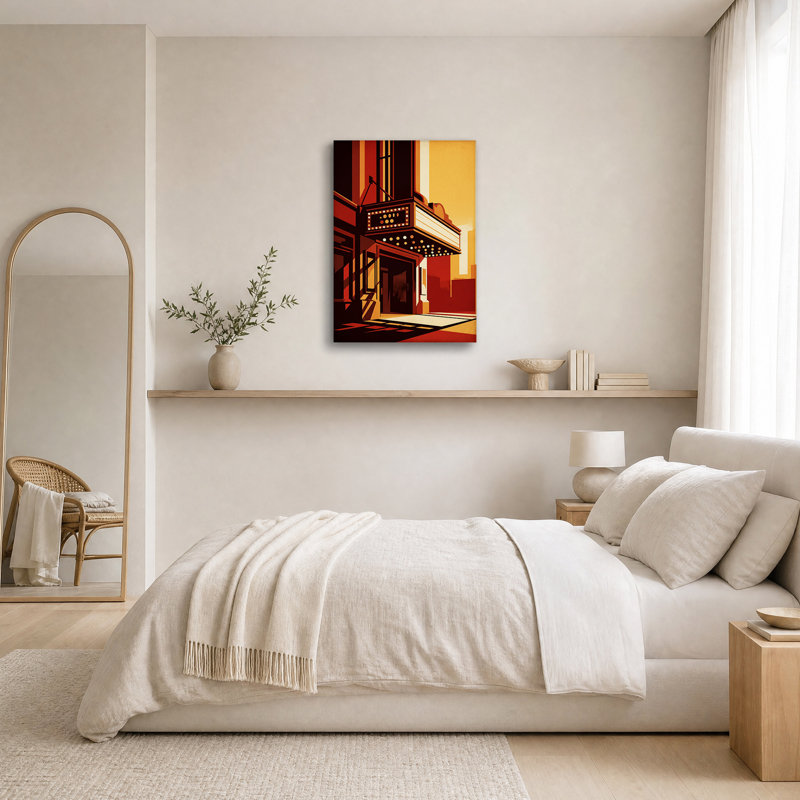 Art mural rétro sur toile en orange et rouge, H 24 po x l 16 po