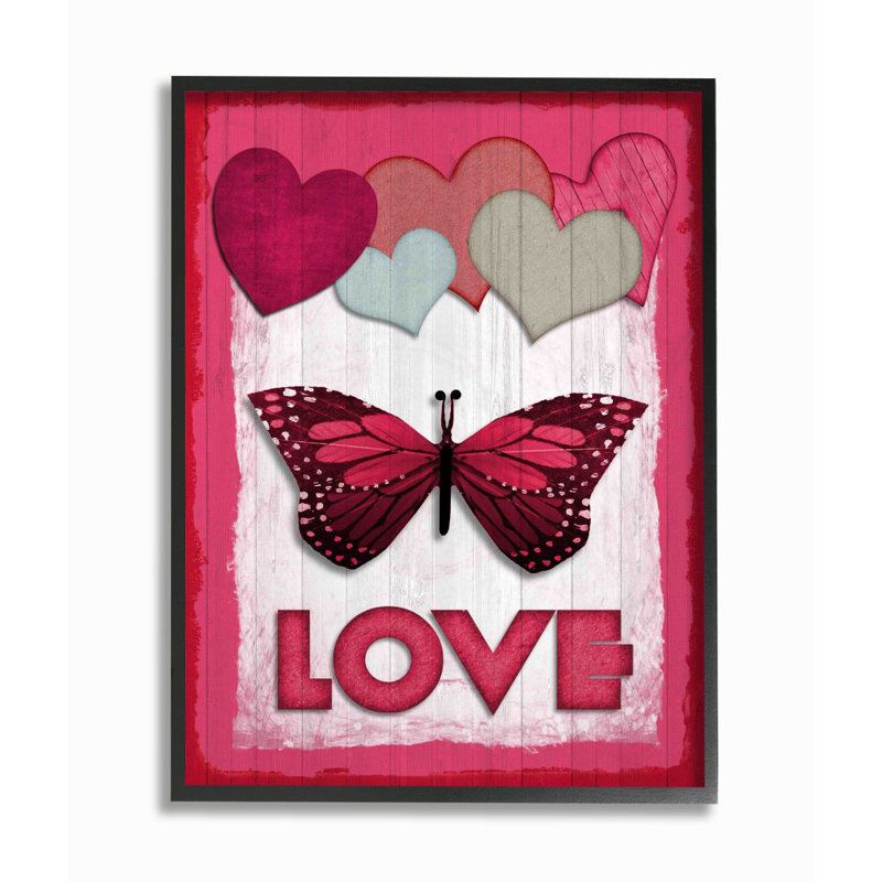 « papillon love design », impression sur toile, Giclée encadrée noir minuit, H 14 po x l 11 po