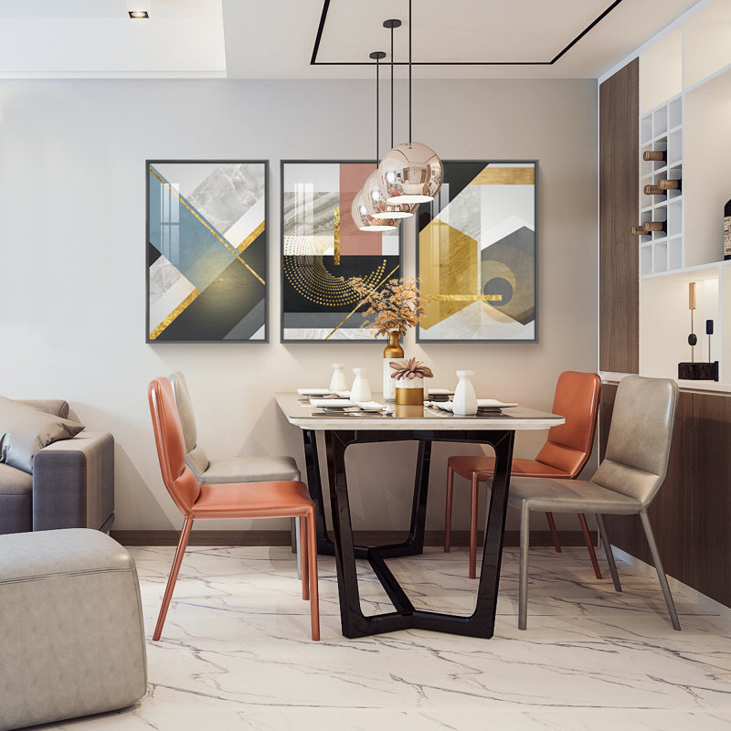 "Luxurious Aluminium", ensemble de 3 impressions encadrées sur toile, H 48,3 po x l 24,3 po x P 1,65 po, Noir