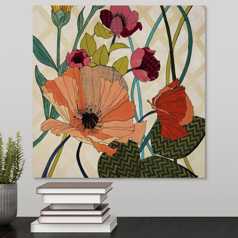 « floral patterns », peinture sur toile, Toile tendue, H 12 po x l 12 po x p 1,25 po