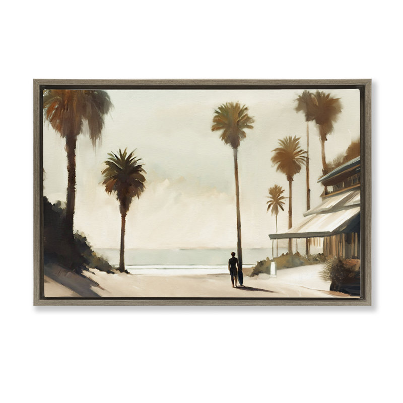  Toile flottante encadrée «Tropical Café Del Mar» par Noah Bay, H 21 po x l 31 po, Cadre flottant orme Montalcino