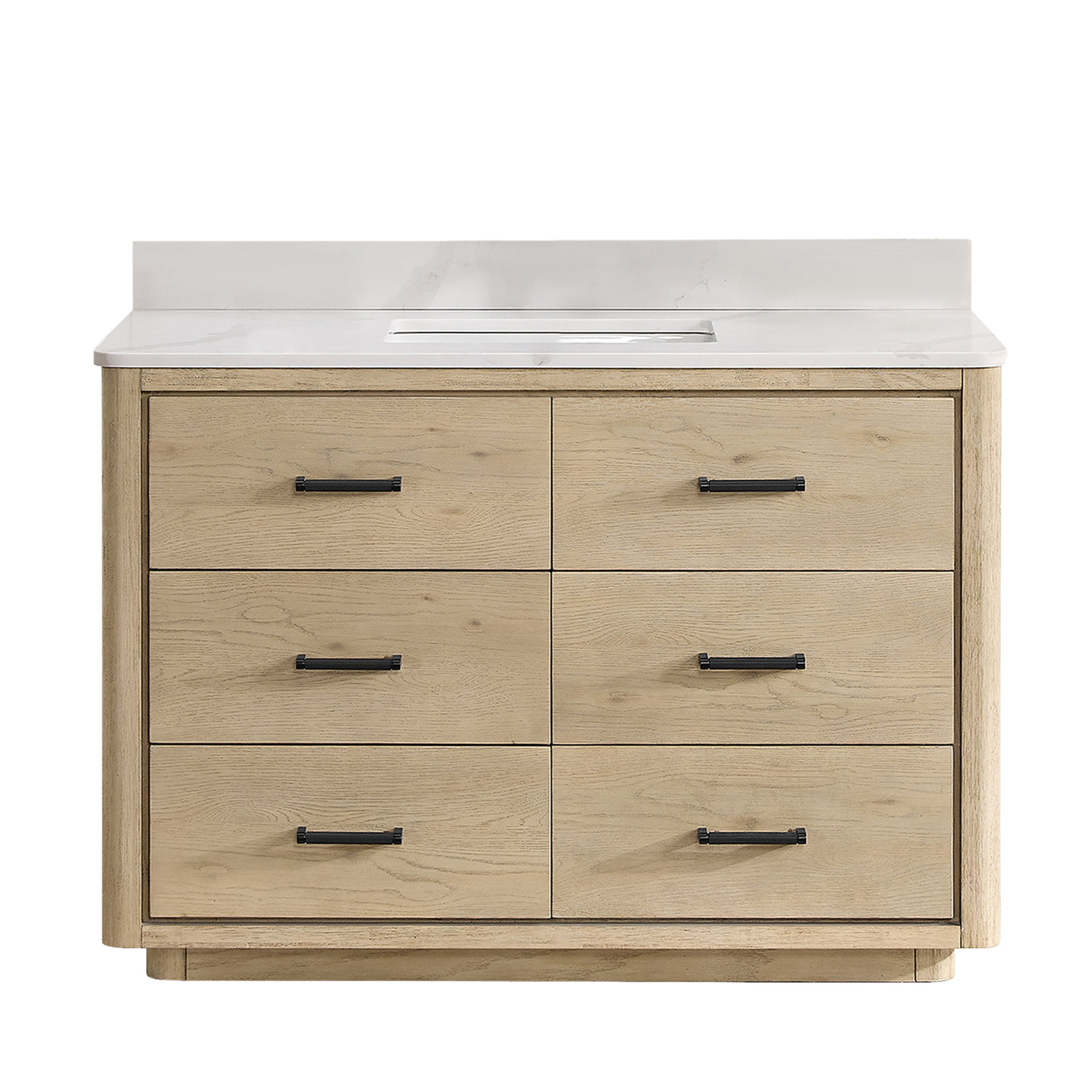 Porto 48'' Single Bathroom Vanity, Natural Oak, Matte Black