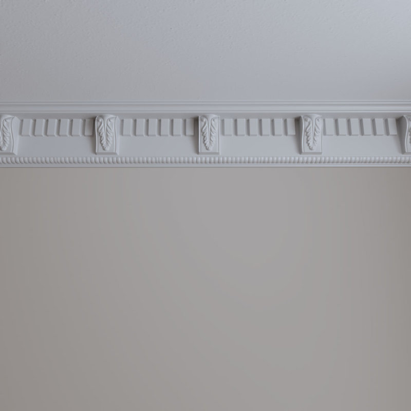 White Urethane Dentil With Bead Crown Moulding