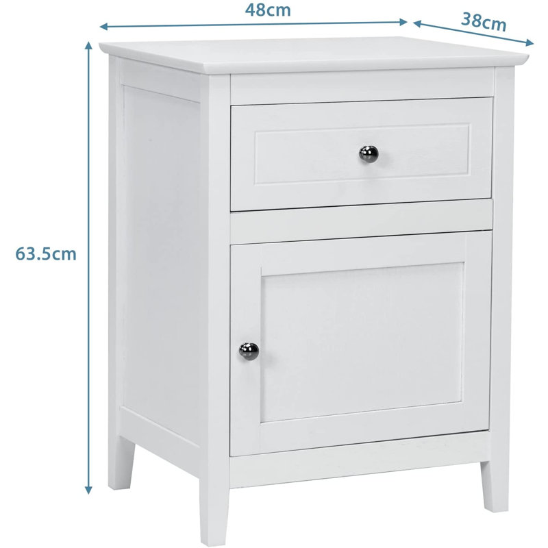 Dulles 48cm W Manufactured Wood Bedside Table, White