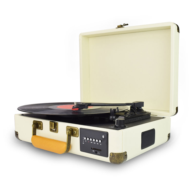 DIGITNOW Decorative Record Player, Turntable Suitcase With Multi-Function - White