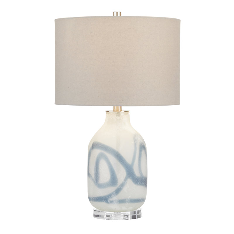 Lampe de table en cristal 25 po avec abat-jour gris