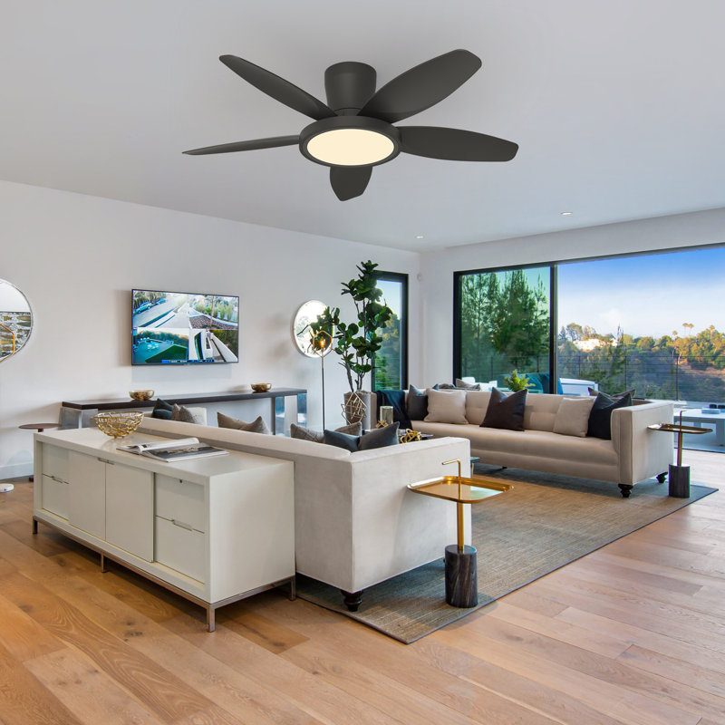 106cm Ceiling Fan with LED Lights, Black, Black