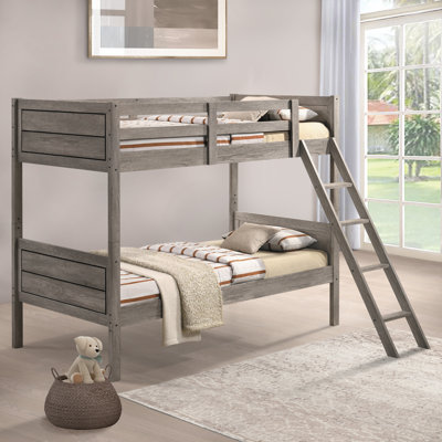 Maryport Weathered Taupe Twin Over Twin Bunk Bed With Ladder