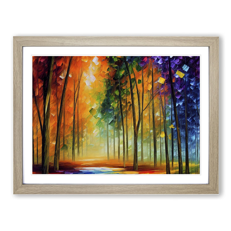 Shimmering Forest Vol.3 Abstract - Single Picture Frame Painting, 25cm H x 34cm W x 2cm D, Oak