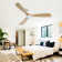 132CM Solid Wood 3-Blade Propeller Ceiling Fan with Remote Control