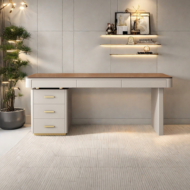 Light Luxury Modern Solid Wood Desk Drawer Cabinet, 29.53" H x 62.99" W x 27.56" D
