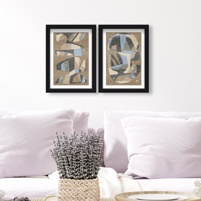 Artisan Potery Set Shadowbox Abstract Print by Oliver Gal, Black Frame, 10 x 15