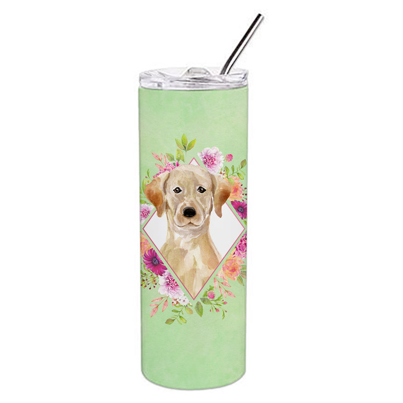 E23BF9F8391D466E9CA4F8DFEBD9A7DB de verre 20 oz à double paroi en acier inoxydable chiot, Yellow Lab, Vert