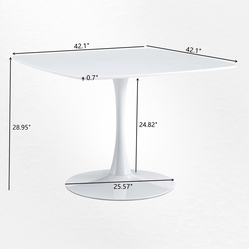 Dining Table For 4-6 People With Mdf Table Top, Pedestal Dining Table, End Table Leisure Coffee Table, White