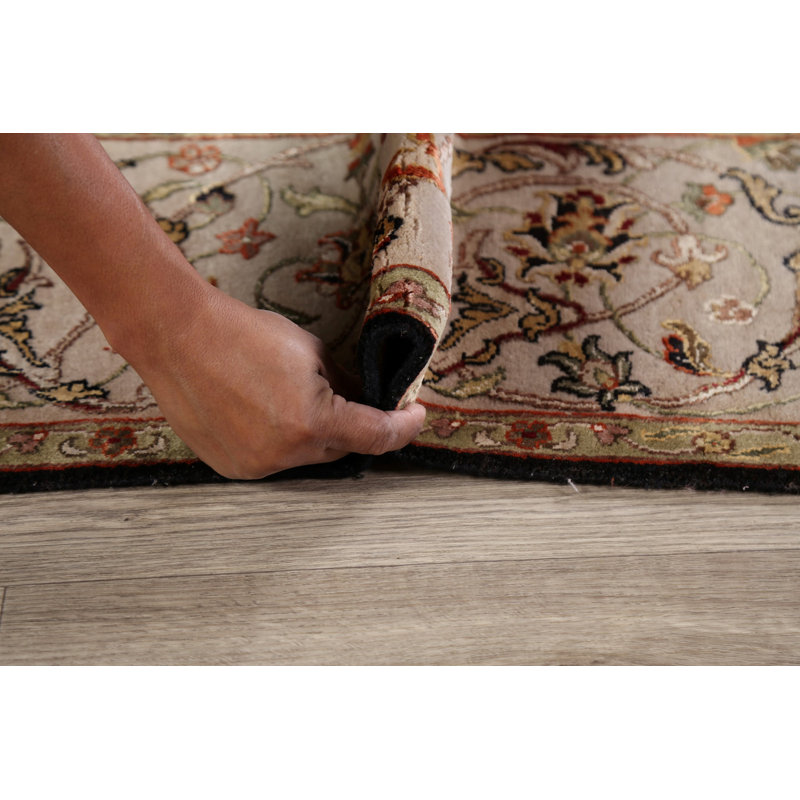 Tapis noir / brun noué à la main de conception unique 5 pi 2 po x 7 pi 4 po New Age