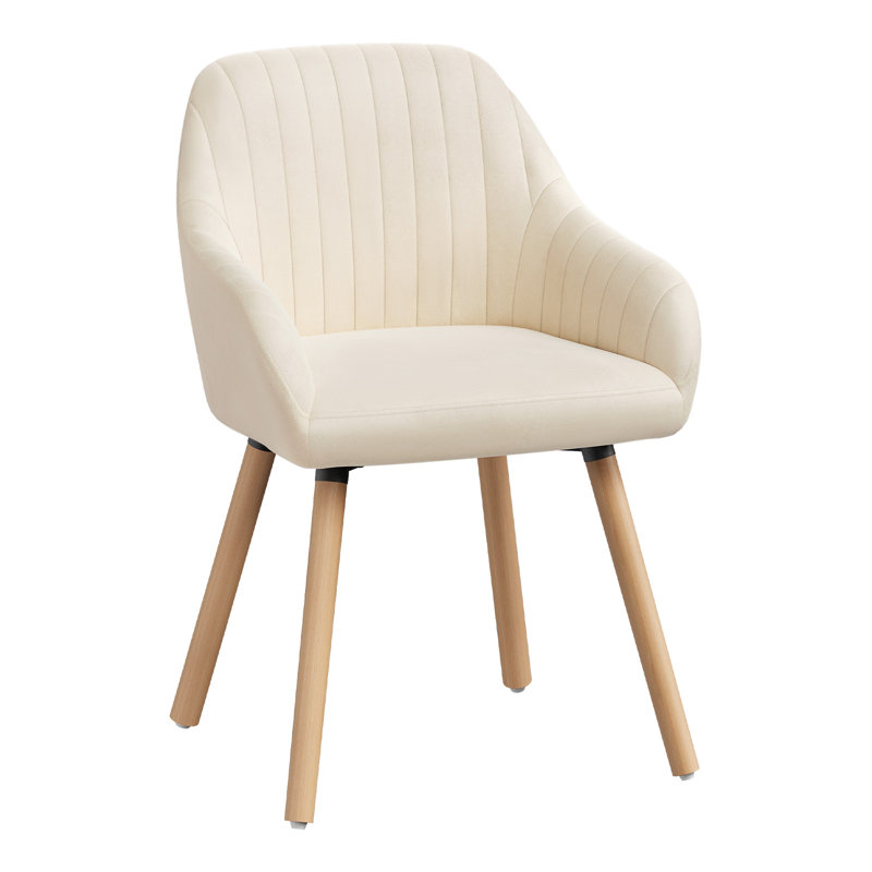 Mirakel 47 cm H Upholstered Velvet Armchair, 1, Cream
