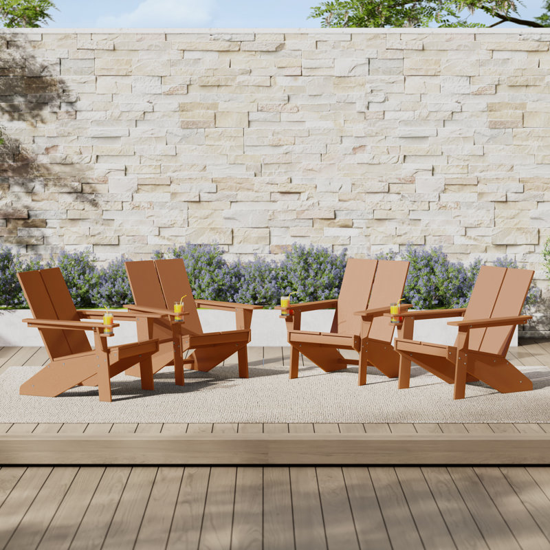 Modern Poly Adirondack Chair (Set Of 4), Black, Blue