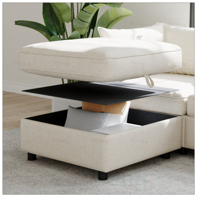 Causeuse modulaire Mid-Century moderne avec rangement, parfaite pour les petits espaces et les aménagements flexibles