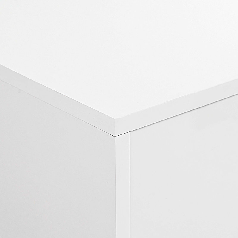 Table basse moderne avec 2 tiroirs, table de centre rectangulaire multi-rangement avec pieds en bois, Blanc