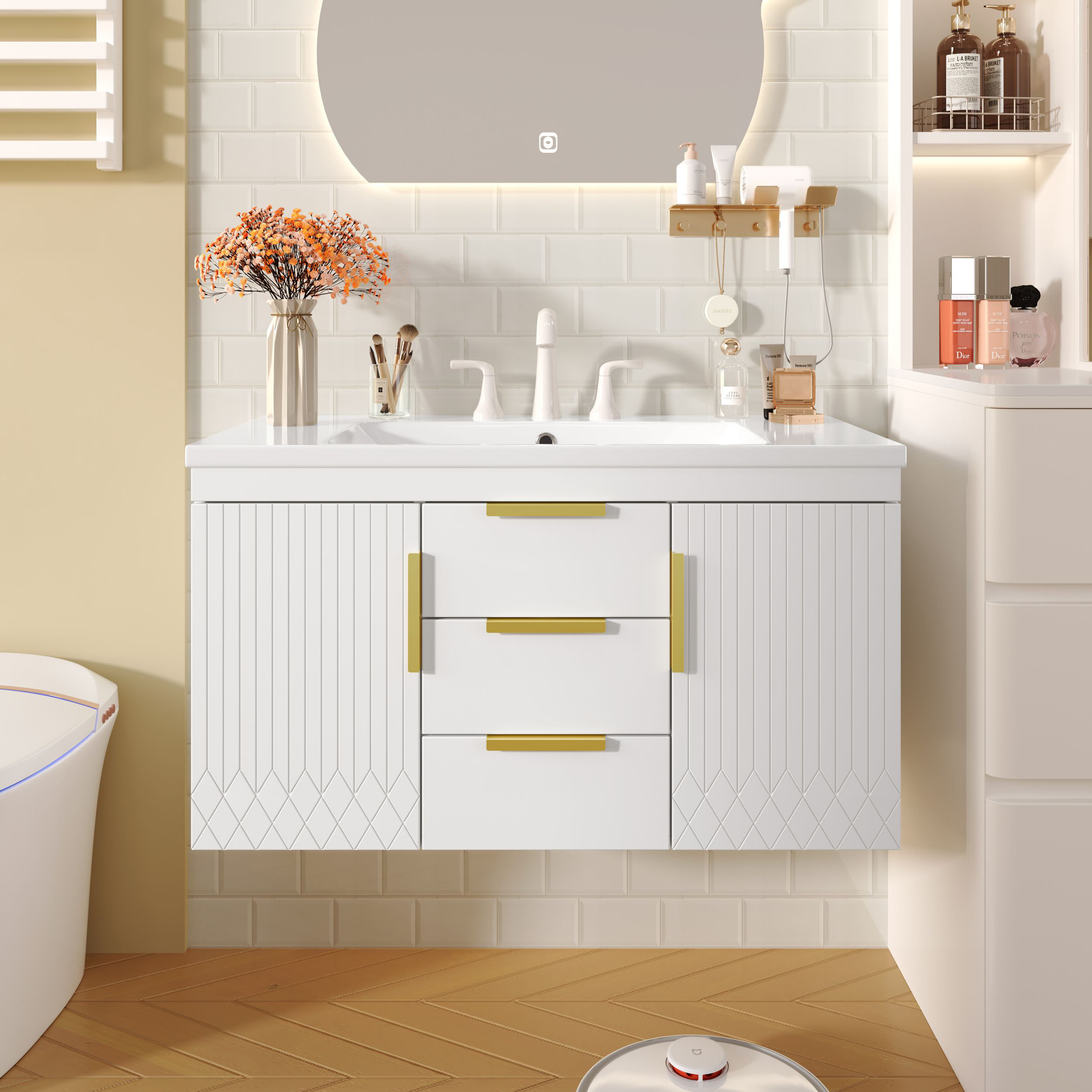 Mercer41 36-Inch Wall Mounted Bathroom Vanity with Resin Sink | Wayfair