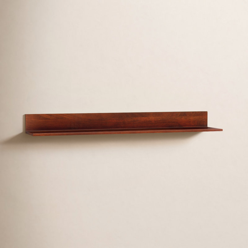 Tablette flottante en bois massif Dezerea, H 3,5 po x l 36 po x P 6,75 po, Noyer