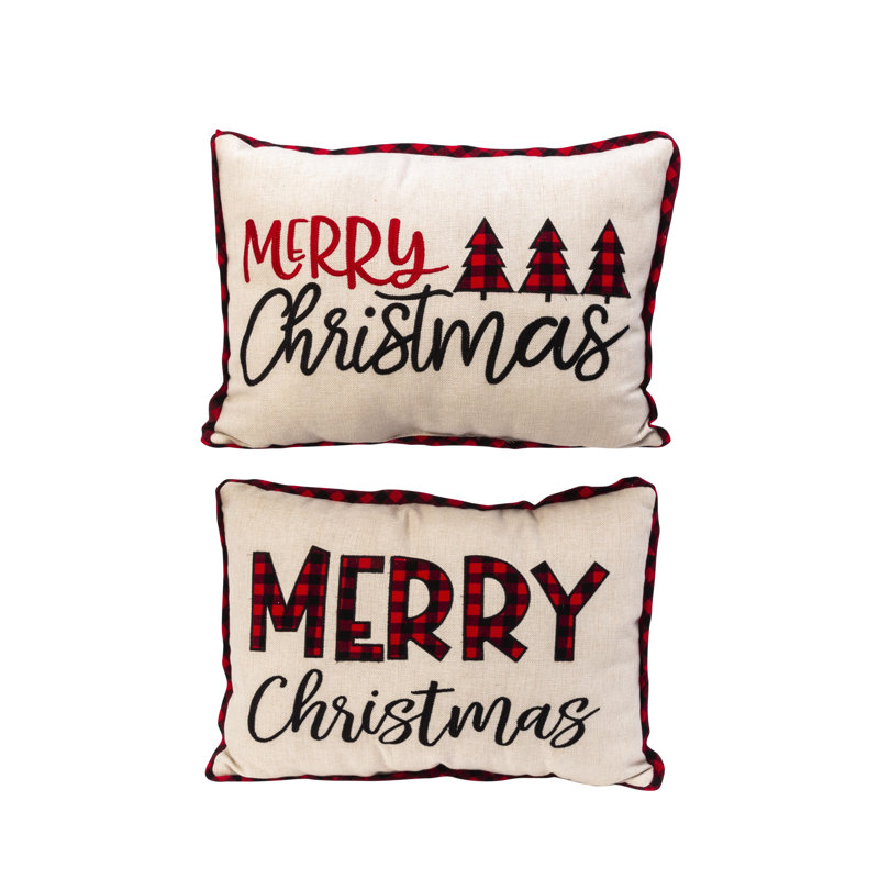 20 In. Embroidered Merry Christmas Throw Pillows Set Of 2