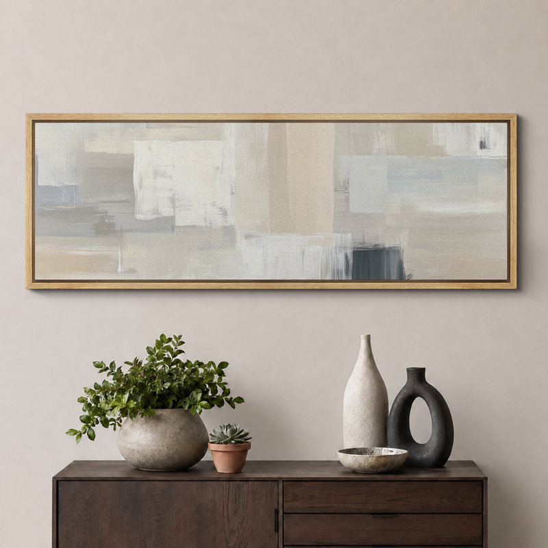 «Neutral Minimalist Abstract Beige Gray», œuvre d'art moderne, textures géométriques contemporaines, impression sur toile encadrée, 3 pièces