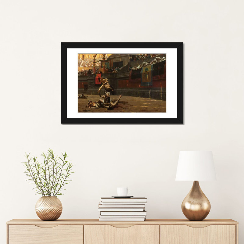 « pollice verso », reproduction d’impression sur toile, H 16 po x l 24 po x P 1 po, Papier d'art encadré noir, Blanc