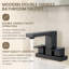 Robinet de lavabo de salle de bain moderne 4 pouces à 2 poignées avec ensemble de drain Centreset noir mat-122910166